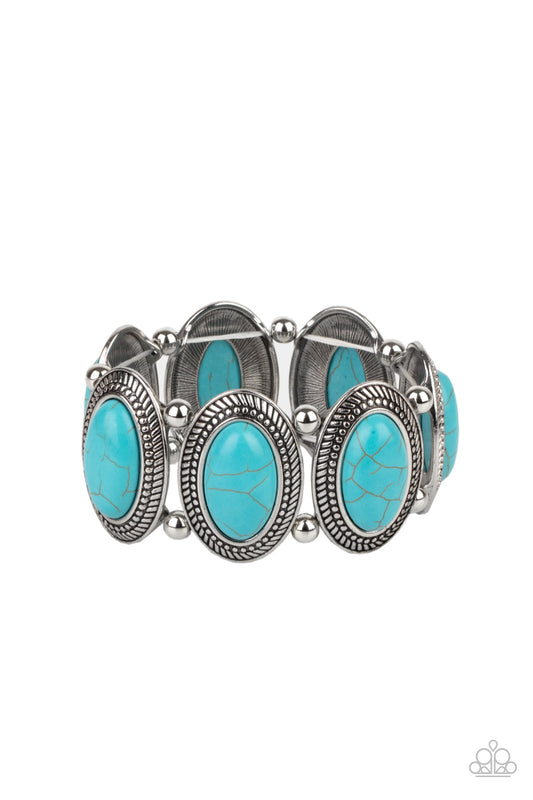 Until The Cows Come HOMESTEAD - Blue Stone Bracelet Paparazzi Accessories Turquoise Stone Stretchy