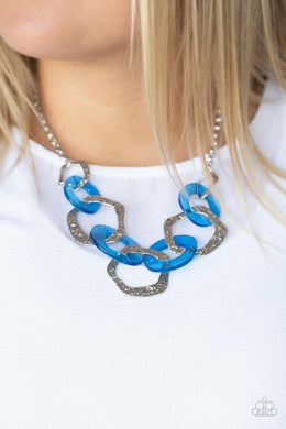 Paparazzi Urban Circus Blue Acrylic Necklace with earrings online #P2SE-BLXX-473XX. Ships Free!