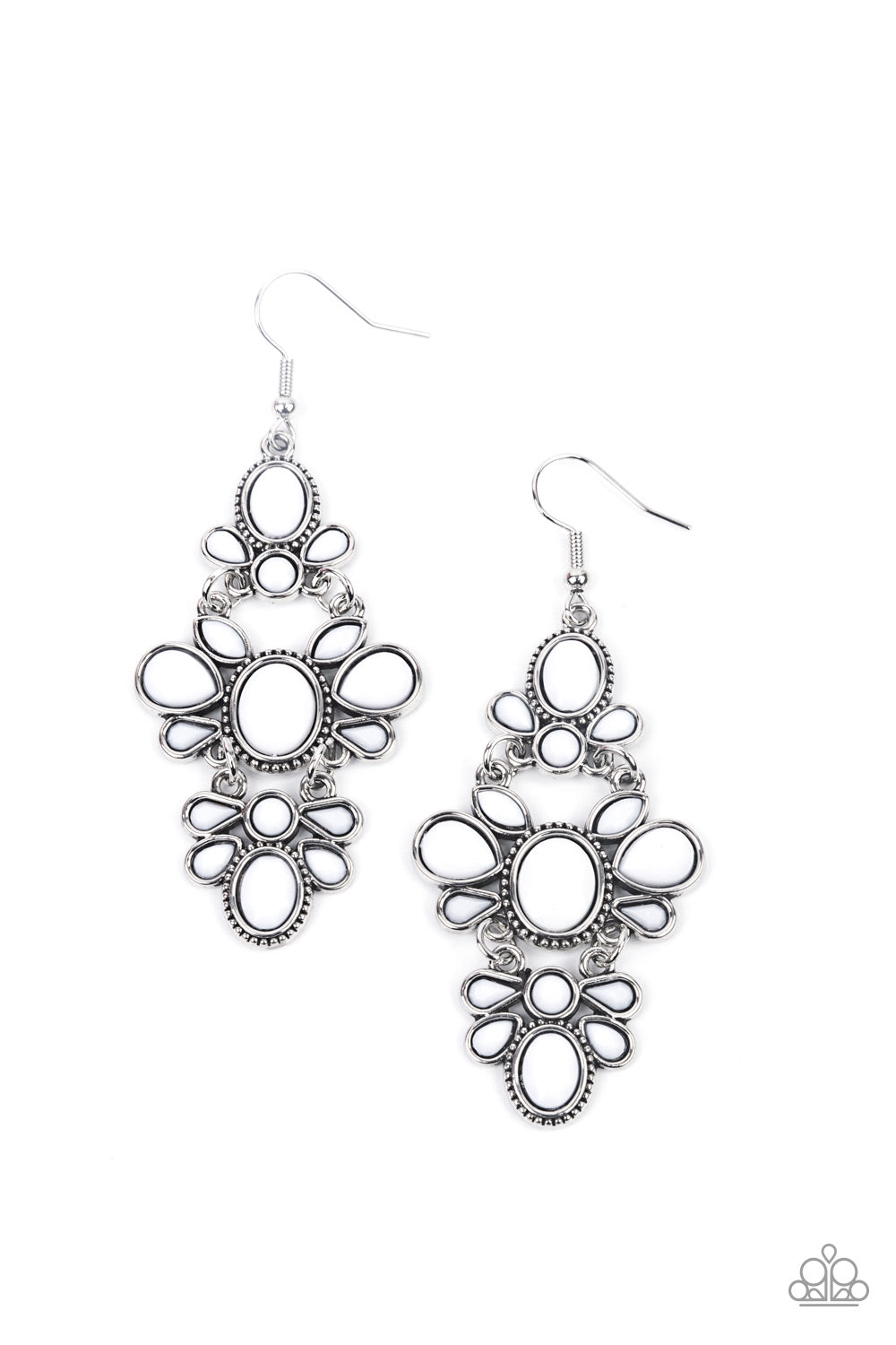 Paparazzi Earrings ~ VACAY The Premises - White Earring Paparazzi Accessories