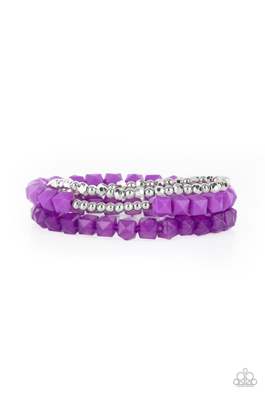Vacay Vagabond - Purple Bracelet Paparazzi Accessories Stretchy Bracelet