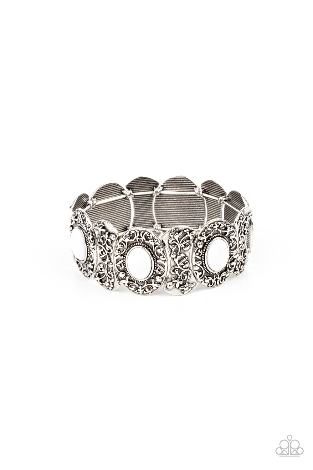 Versailles Vineyard - White Bracelet Paparazzi Accessories Vine Bracelet
