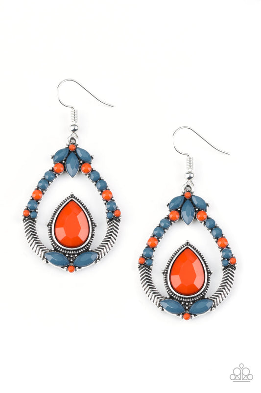 Vogue Voyager - Multi Earring Paparazzi Accessories Orange and Blue Earring