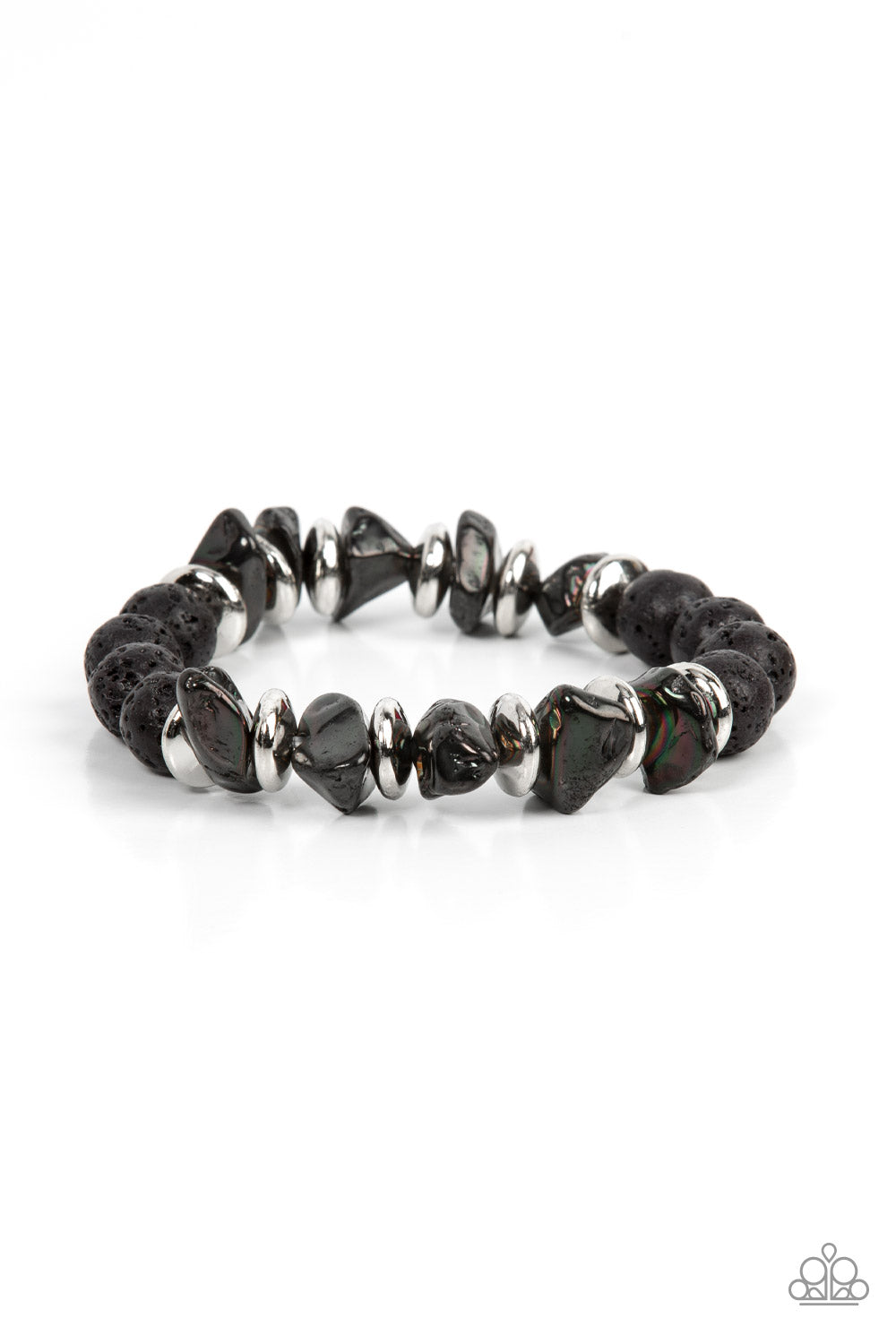 Paparazzi Volcanic Vacay Silver Bracelet. Lava Rock. #P9UR-SVXX-199XX. Get Free Shipping.