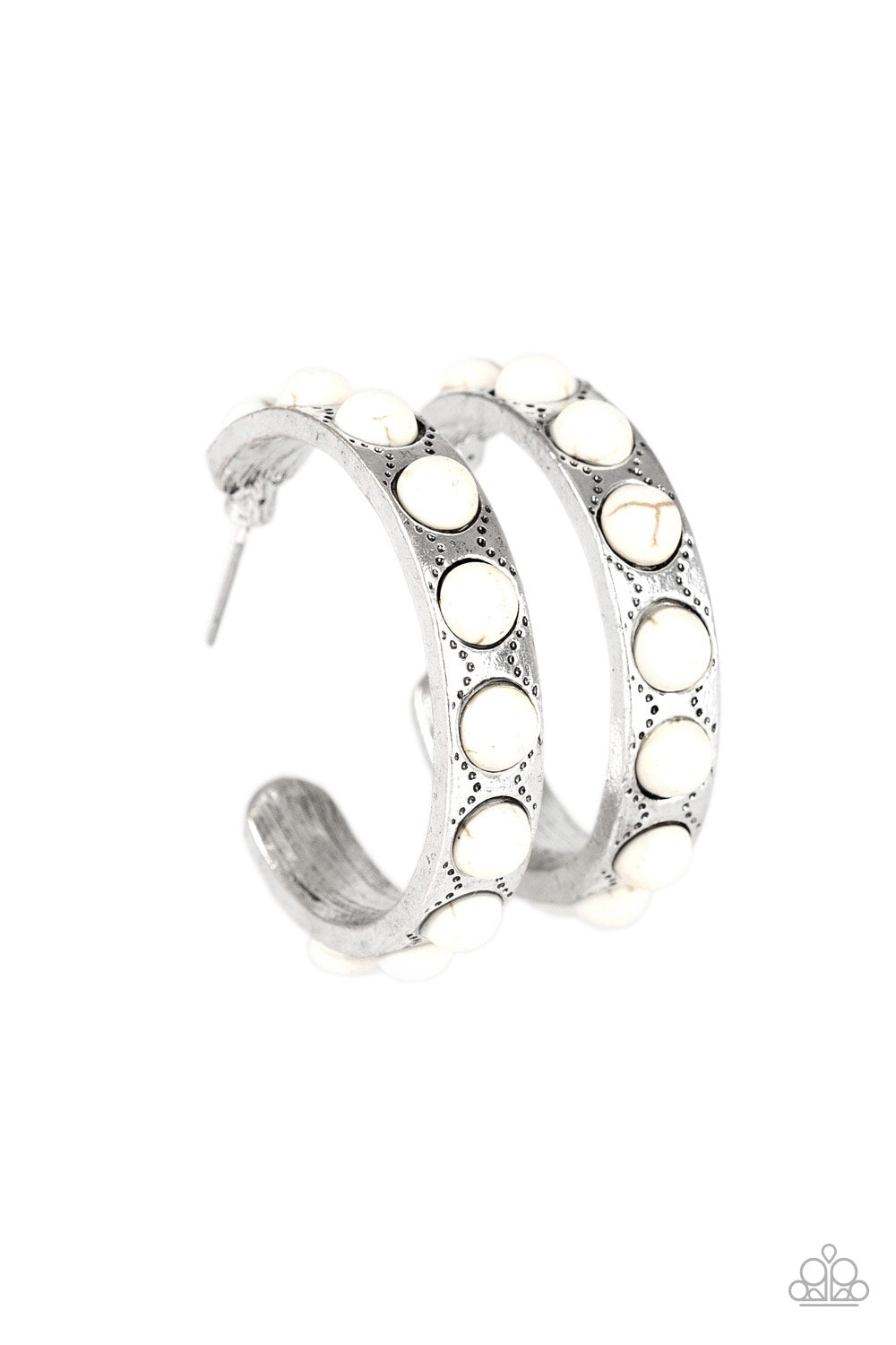 Western Watering Hole - White Hoop Paparazzi Accessories $5 Earring