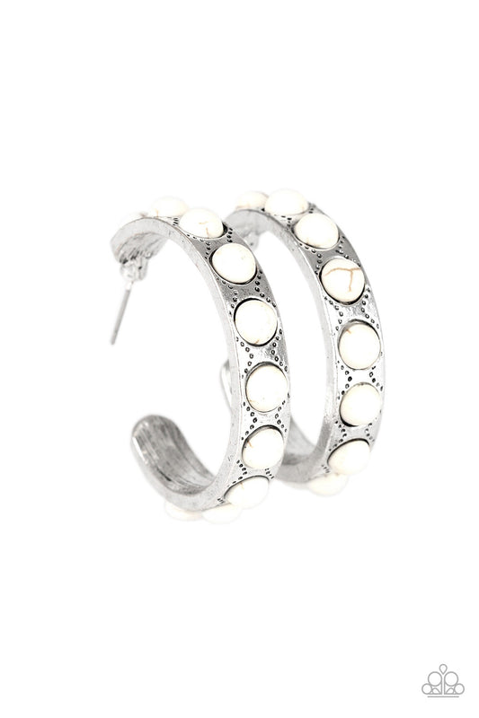 Western Watering Hole - White Hoop Paparazzi Accessories $5 Earring
