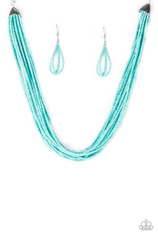 Paparazzi Necklace ~ Wide Open Spaces - Blue Seed Beads Necklace