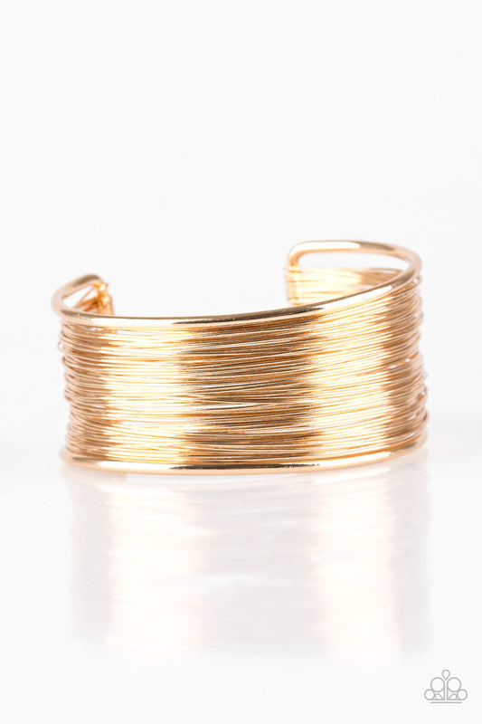 Wire Warrior - Gold Bracelet Paparazzi Accessories Cuff Bracelet
