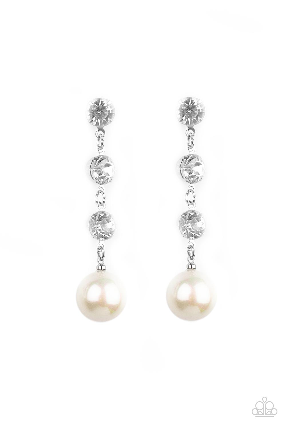 Yacht Scene - White Earring Paparazzi Accessories. Get Free Shipping. #P5PO-WTXX-281XX