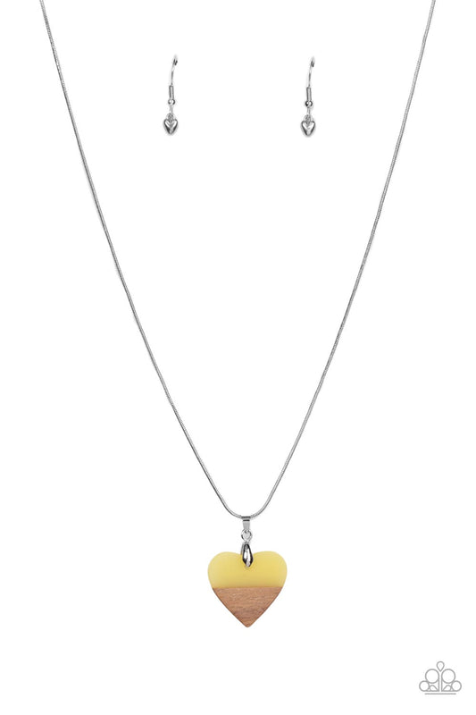 You Complete Me - Yellow Necklace Paparazzi Accessories. Dainty Heart $5 Jewelry. Subscribe & Save!