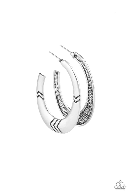 Paparazzi Earring ~ Tribe Pride - Silver Hoop
