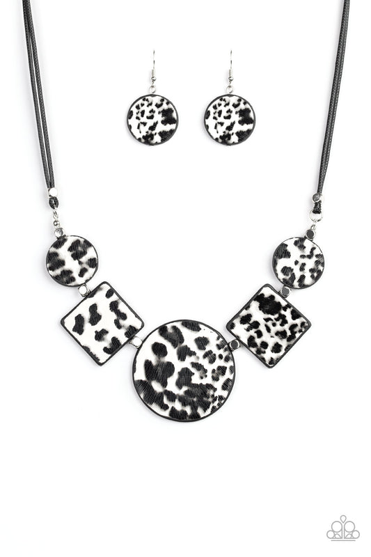 Paparazzi Necklace ~ Here Kitty Kitty - White and Gray Cheetah Print Necklace