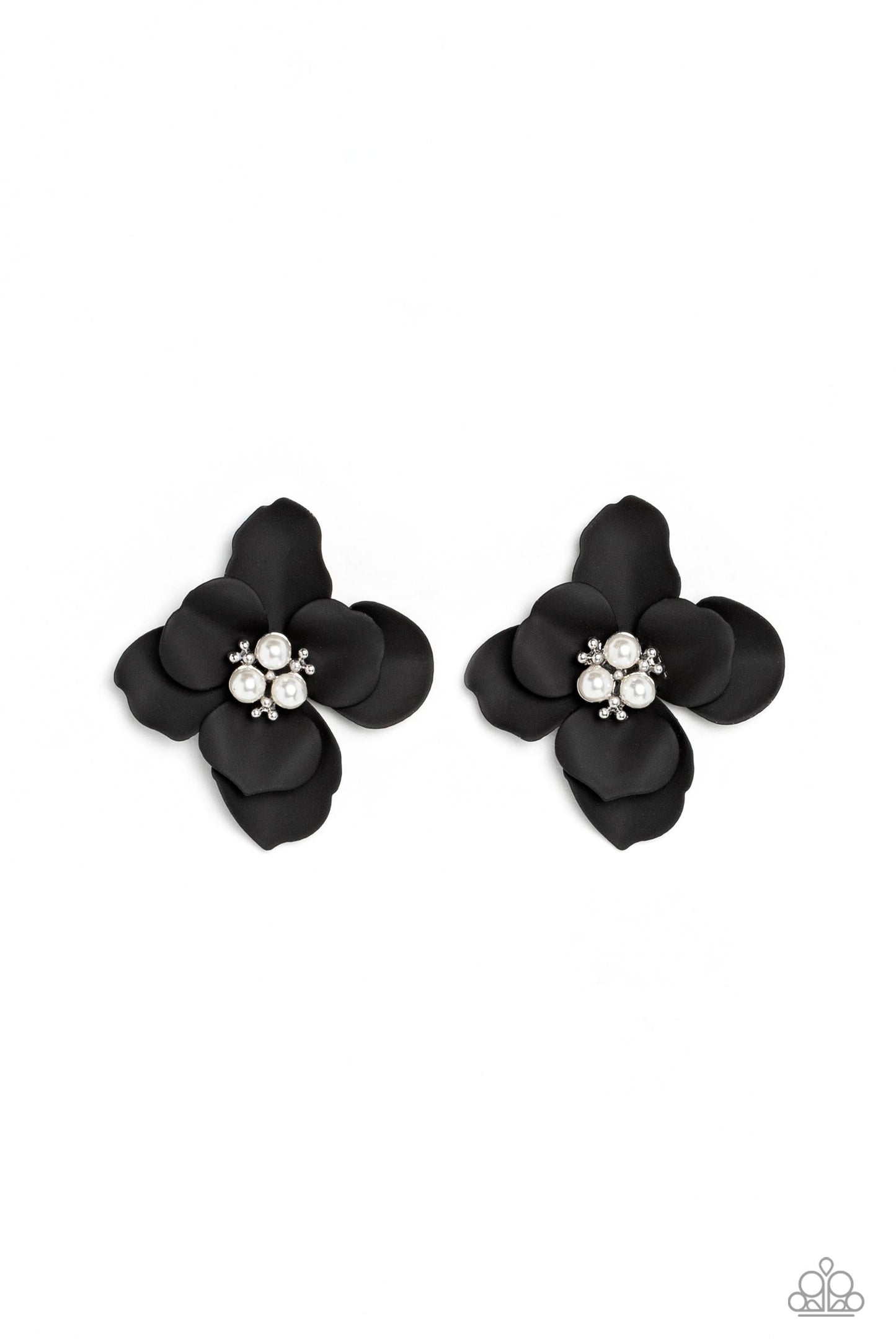 Jovial Jasmine Black $8 Earring Paparazzi Accessories. #P5PO-BKXX-216XX. Get free shipping