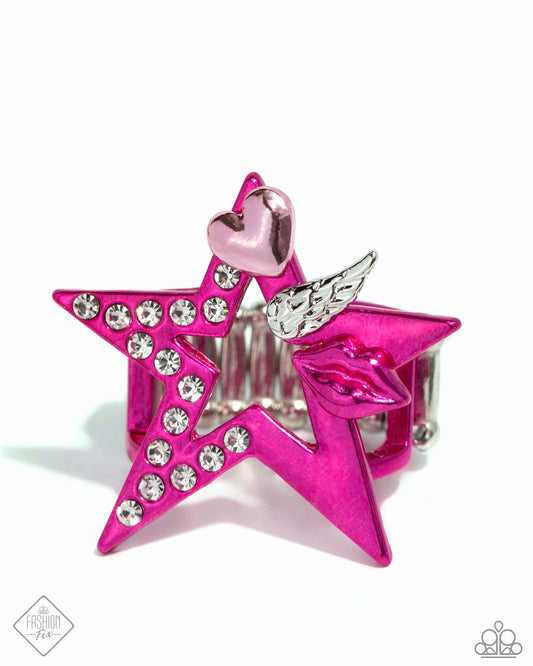 Dynamic Diva $8 Ring Paparazzi Accessories. Subscribe & Save, #P4ST-MTXX-030TO. Star and Heart ring