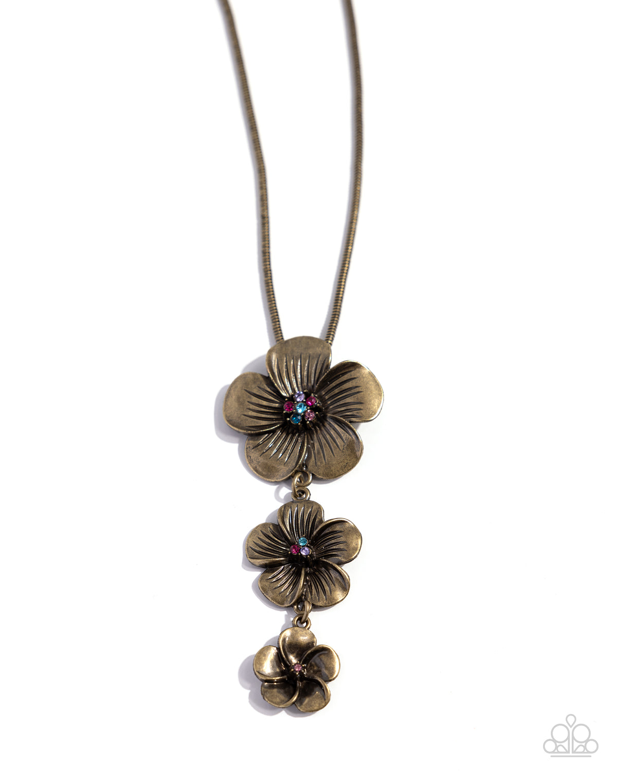 Wallflower Whimsy Brass Necklace Paparazzi Jewelry. Free Shipping. Floral Necklace.#P2ST-BRXX-131XX