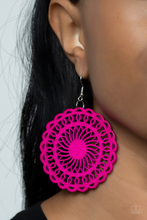 Load image into Gallery viewer, Buy Paparazzi Island Sun Pink wooden Earrings. Get Free Shipping. #P5SE-PKXX-106XX. Fishhook style
