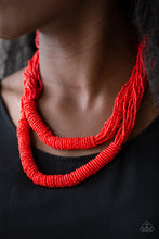 Load image into Gallery viewer, Paparazzi Right As RAINFOREST Red Seed Beads Necklace. Get Free Shipping. #P2ST-RDXX-025XX
