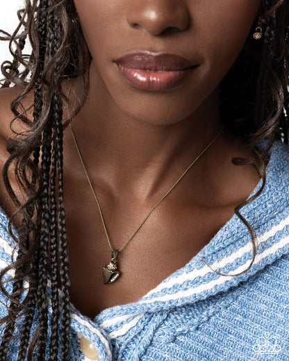 Conch Confidence Brass Necklace Paparazzi $8 Jewelry. Get Free Shipping. #P2RE-BRXX-227XX. Beach