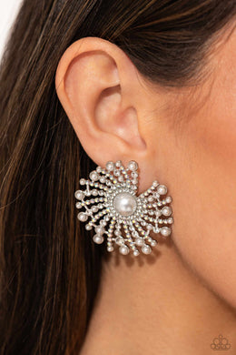 Paparazzi Fancy Fireworks White Pearl Earrings. Get Free Shipping. #P5PO-WTXX-388XX. Post earring