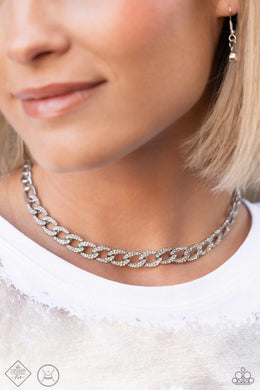 Paparazzi Fiercely Independent White Necklace. Get Free Shipping. #P2CH-WTXX-078UV. Choker