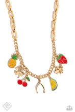 Load image into Gallery viewer, Paparazzi March 2024 Fashion Fix Necklace: &quot;Fruit Festival - Gold&quot; (P2WH-GDXX-181US). Ships free
