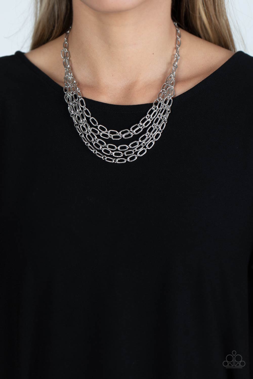 Paparazzi House of CHAIN Silver Necklace. Get Free Shipping. #P2IN-SVXX-222XX.Chunky Silver Necklace