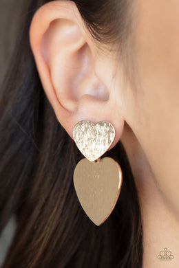 Paparazzi Heart-Racing Refinement - Gold Post Earrings. Get Free Shipping. #P5PO-GDXX-175XX