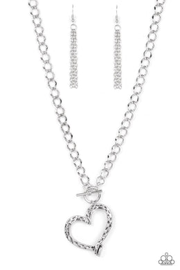 Reimagined Romance Silver Necklace. Toggle Necklace. Short $5 necklace. Rustic Pendant