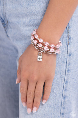 Paparazzi LOVE-Locked Legacy Pink Bracelet Clasp Closure Bracelet. Free Shipping. #P9RE-PKXX-325XX
