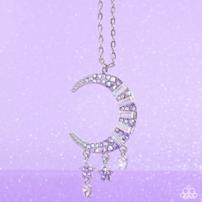 Lunar Landmark Necklace Paparazzi $8 Jewelry. Moon necklace. Purple Iridescent rhinestone necklace
