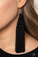 Load image into Gallery viewer, Paparazzi Magic Carpet Ride Earring. Get Free Shipping. Black Tassel Earrings for women. $5 Fringe 
