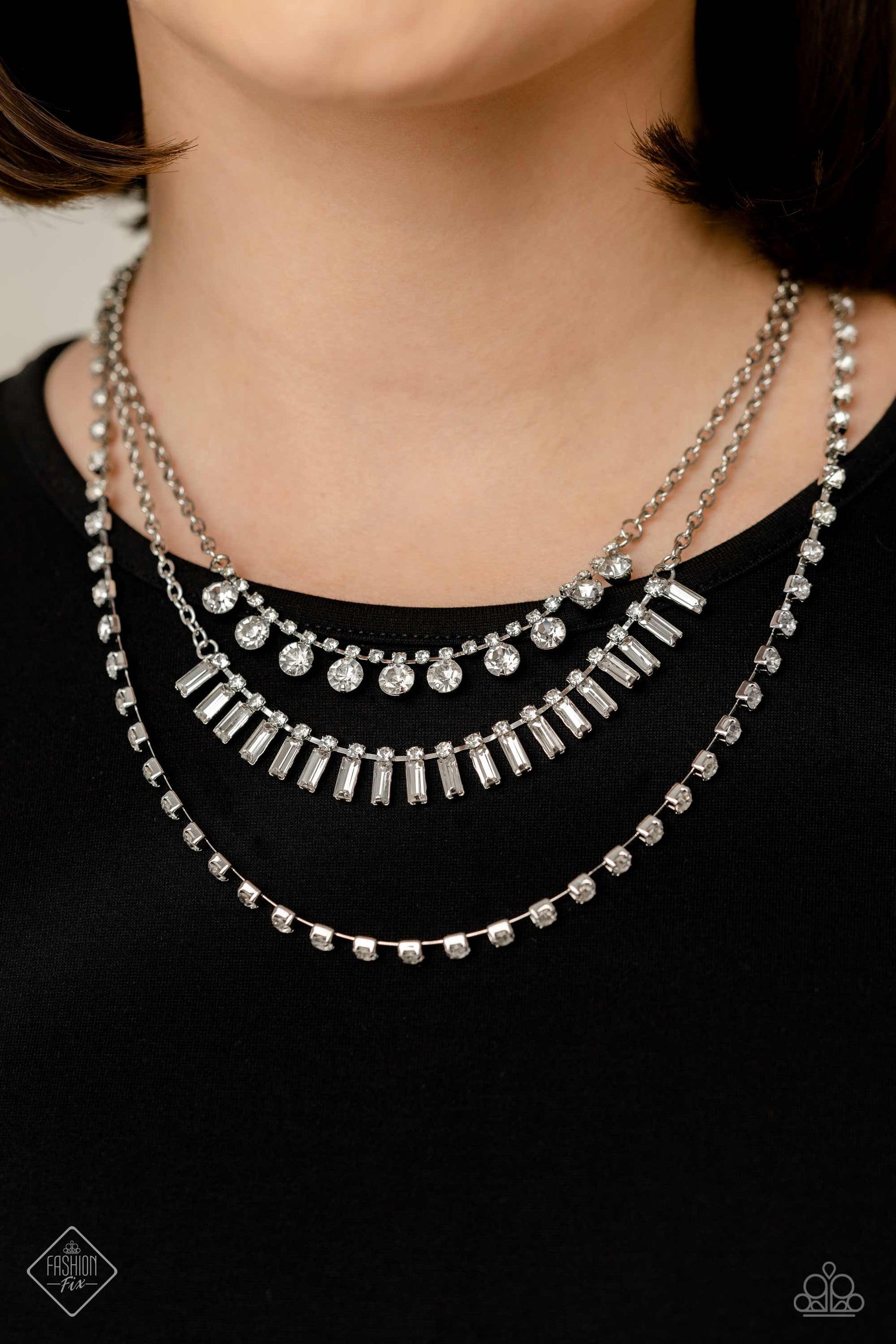 Paparazzi May 2023 Fashion Fix Necklace Dripping in Stardust - White. Get Free Shipping. MultiLayer