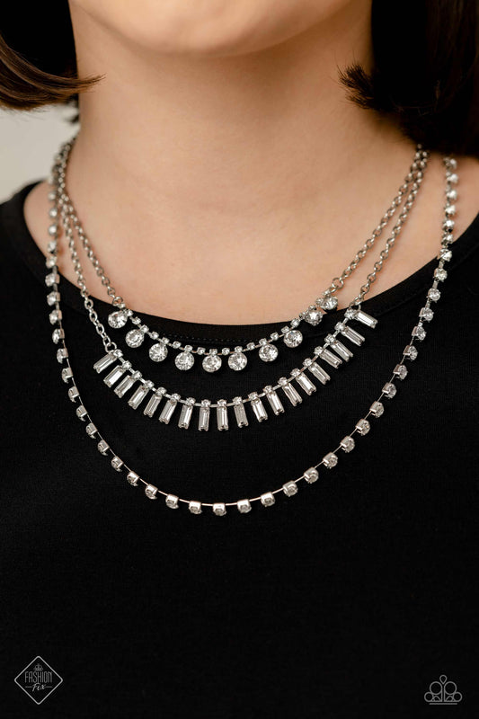 Paparazzi May 2023 Fashion Fix Necklace Dripping in Stardust - White. Get Free Shipping. MultiLayer