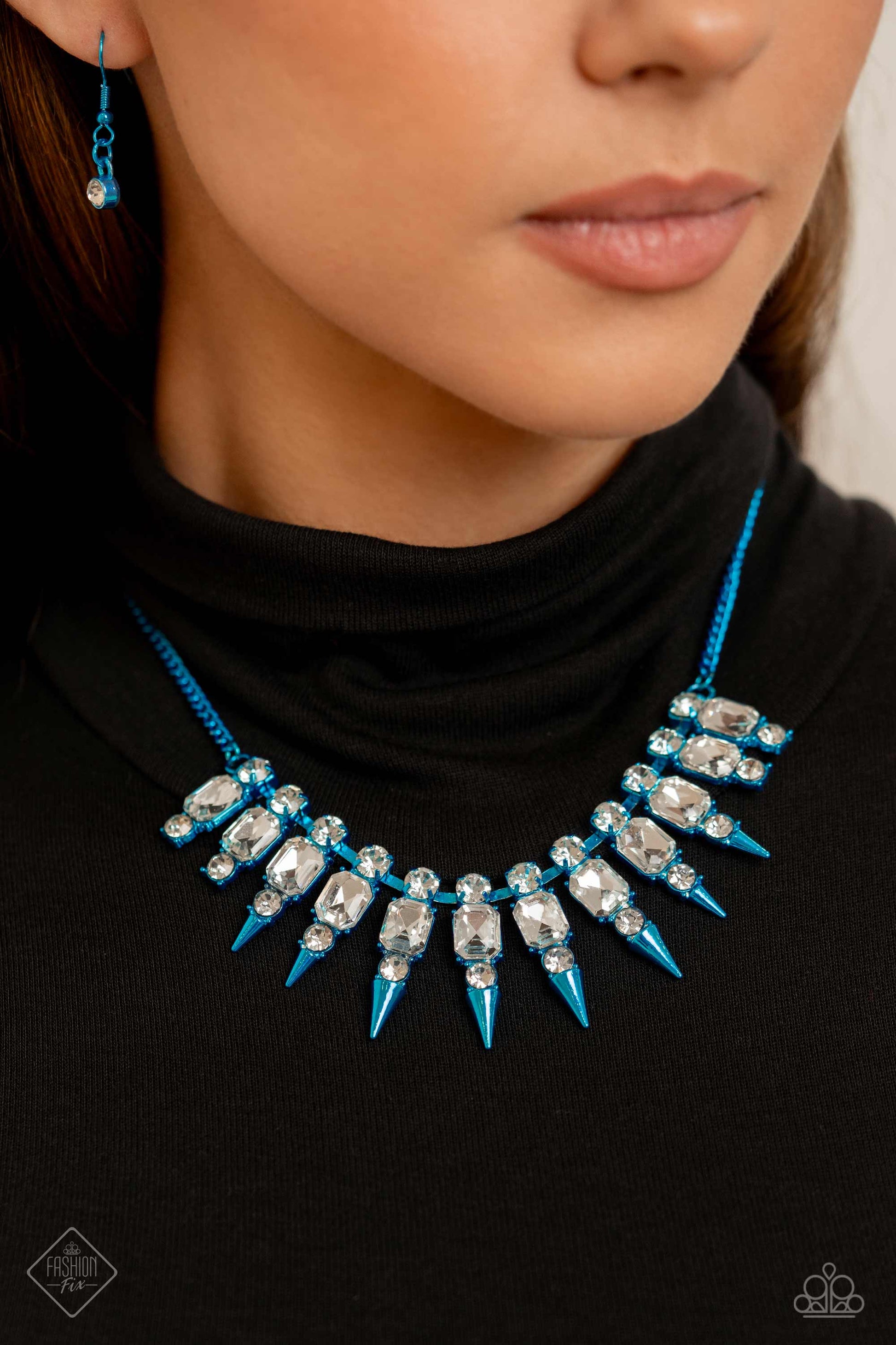 Paparazzi December 2023's Fashion Fix: Necklace: "Punk Passion - Blue". Get Free Shipping.