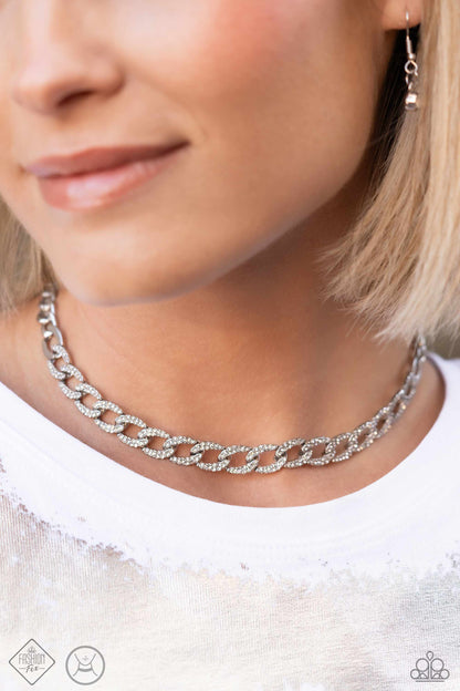 Paparazzi Fashion Fix Choker Necklace Fiercely Independent White #P2CH-WTXX-078UV. Free Shipping