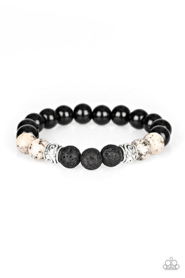 Mantra White Urban Bracelet with Lava Rock Beads. Get Free Shipping. #P9SE-URWT-069XX. Stretchy