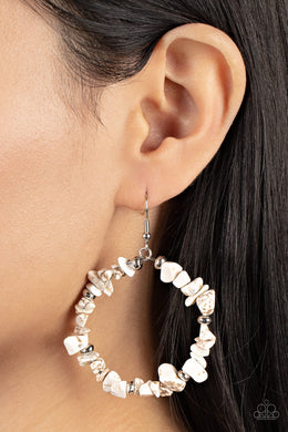 Paparazzi Mineral Mantra White Earring for women. Free Shipping. #P5SE-WTXX-212XX.