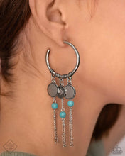 Load image into Gallery viewer, Paparazzi April 2024 Fashion Fix Earrings: &quot;Peppy Pinnacle - Blue&quot; (P5HO-BLXX-067UZ). Hoop earring
