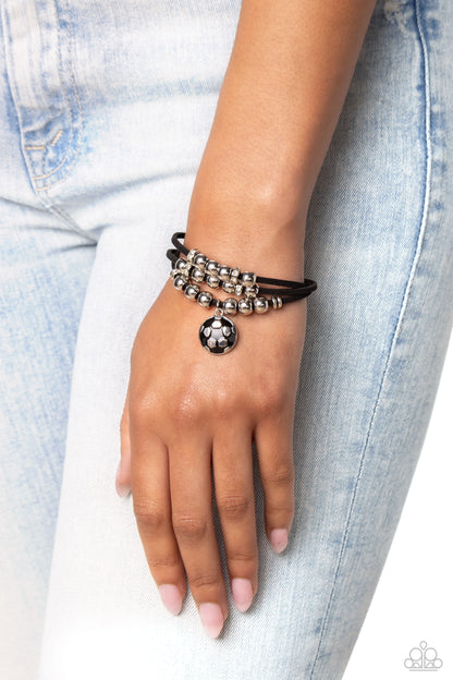Soccer Player Black $8 Bracelet Paparazzi Accessories. Urban Bracelet. Free Shipping