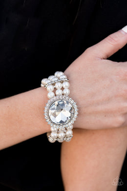 Speechless Sparkle White Bracelet Paparazzi $5 Jewelry. Get Free Shipping. #P9ST-WTXX-013XX