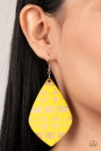 Load image into Gallery viewer, Zimbabwe Zoo Yellow Earrings for women. Paparazzi $5 Jewelry. Wooden Earring. Subscribe &amp; Save. 

