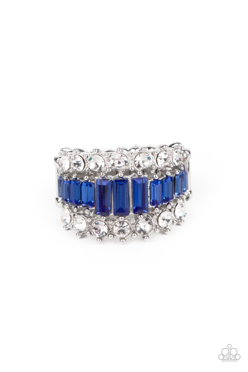 Cache Value Blue Ring Paparazzi Accessories. Get Free Shipping. P4ST-BLXX-002XX.Blue rhinestone ring