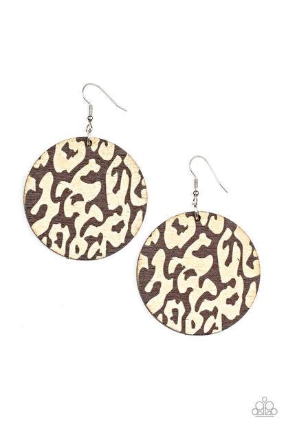 Paparazzi Catwalk Safari Brown Earring. Wooden earrings. #P5SE-BNXX-166XX.