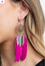 Load image into Gallery viewer, In Your Wildest DREAM-CATCHERS $5 Pink Paparazzi Earrings
