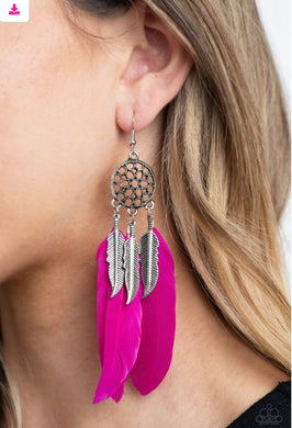 In Your Wildest DREAM-CATCHERS $5 Pink Paparazzi Earrings
