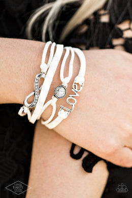 Paparazzi Infinitely Irresistible White Love Bracelet. #P9WH-WTXX-098XX. Free Shipping