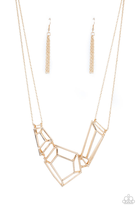 Paparazzi Necklace 3-D Drama - Gold Necklace