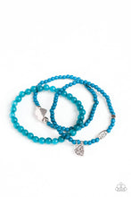 Load image into Gallery viewer, Paparazzi Bracelet ~ Really Romantic - Blue Beads with silver heart charms bracelet
