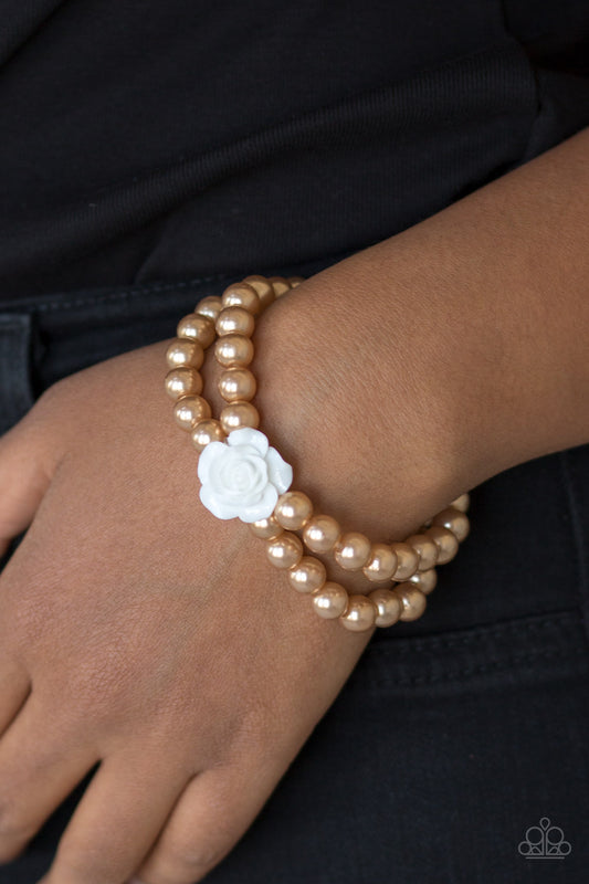 Paparazzi Posh and Posy Brown Bracelet. Subscribe & Save. #P9RE-BNXX-097XX. Vintage fashion. Pearl