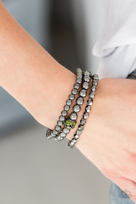 Shop Paparazzi Noticeably Noir Green Bracelet. #P9RE-GRXX-060XX. Get Free Shipping.