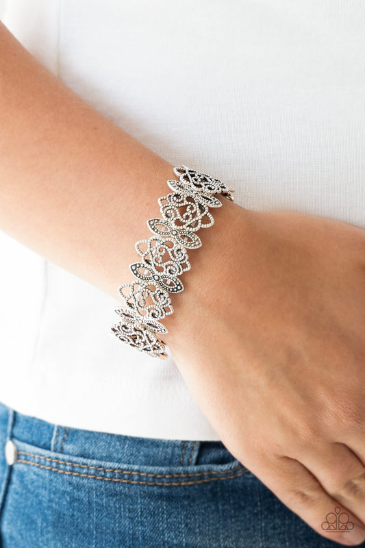 When Yin Met Yang Silver Stretchy Bracelet Paparazzi Accessories. Subscribe & Save. #P9WH-SVXX-155XX